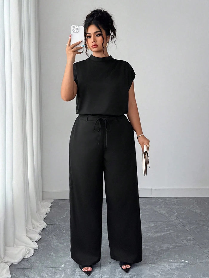 Camisa Sem Mangas Sólida Elegante e Casual