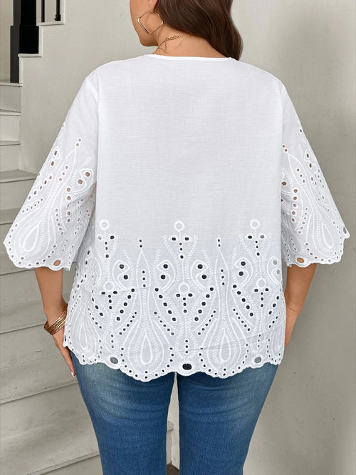 Blusa casual de lese Branco – LUME PLUSS
