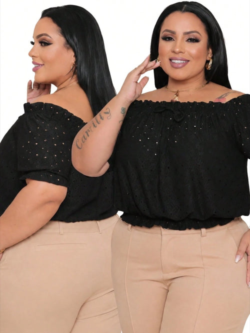 Blusa de lese ciganinha ombro a ombro Preto – LUME PLUSS