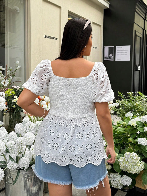 Blusa de lese de manga curta Branco – LUME PLUSS