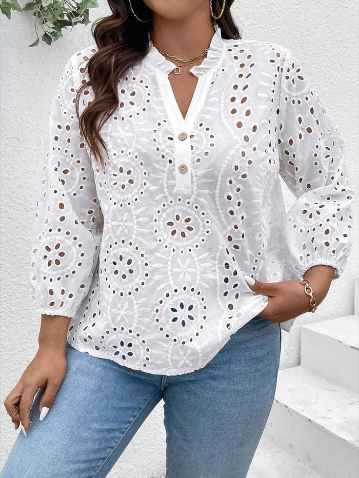 Blusa em lese com gola V