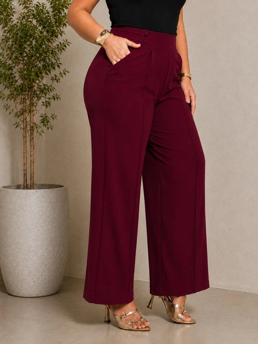 Calça Pantalona Primavera Verão Vinho – LUME PLUSS