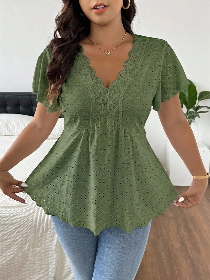 Camisa de lese com detalhe em renda