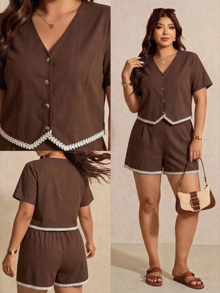 Conjunto Casual do Dia a Dia Size com Top de Multicolorido – LUME PLUSS