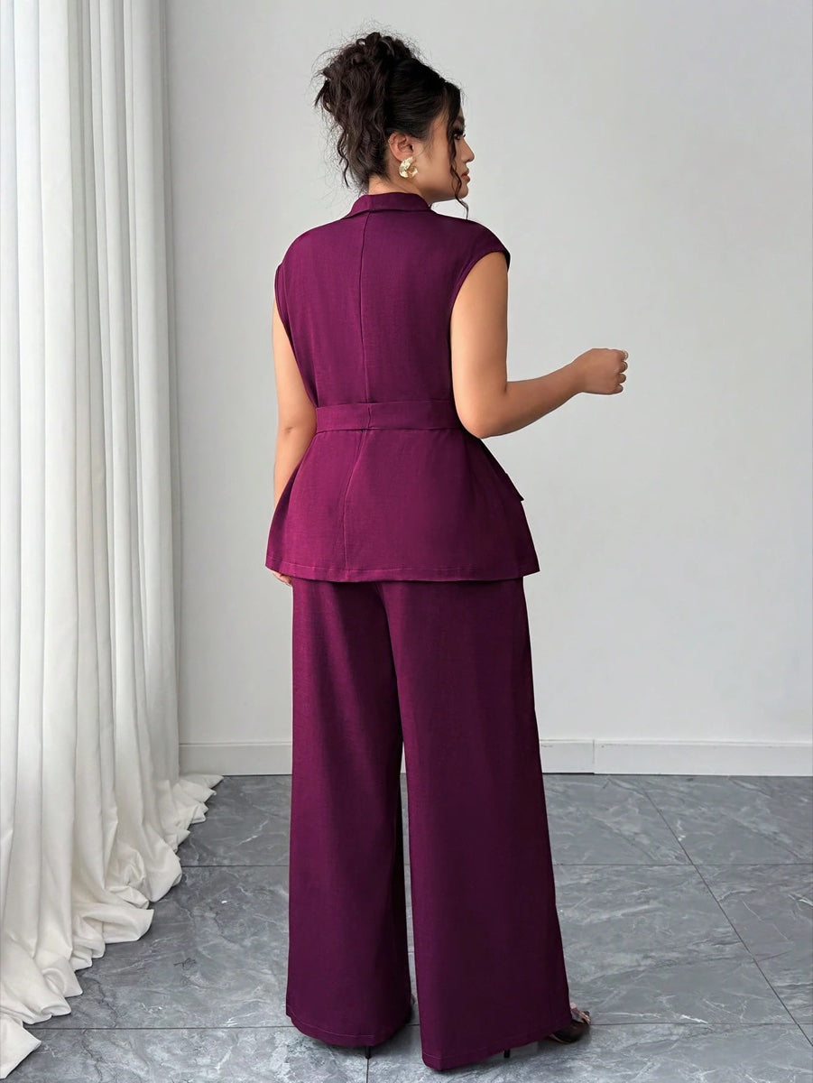 Conjunto de blazer com colarinho assimétrico Roxo – LUME PLUSS