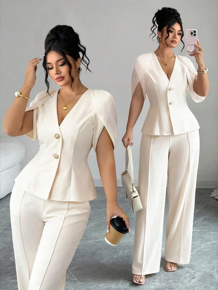 Conjunto Jaqueta de Chiffon e Calça