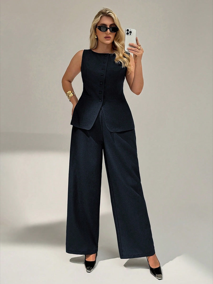 Conjunto Preto Size Elegante Casual de Negócios Azul Marinho – LUME PLUSS