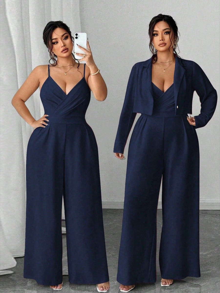Conjunto Size Business Casual com Blazer Jaqueta Azul Marinho – LUME PLUSS