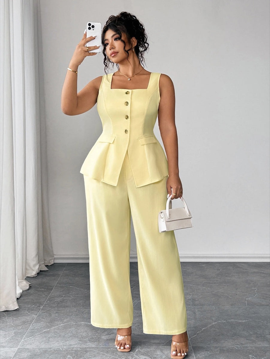 Conjunto Size com Camisa Elegante com Gola Amarelo – LUME PLUSS