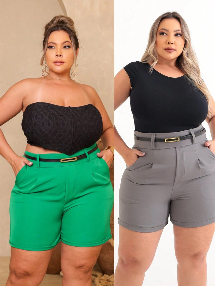 Kit 2 Short alfaiataria com cinto