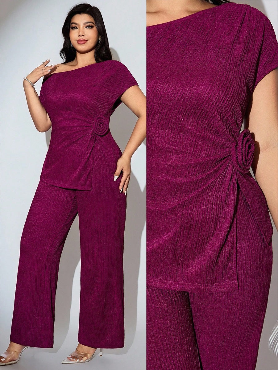 Top com Fenda e Calça Conjunto Casamento Festa Pink – LUME PLUSS