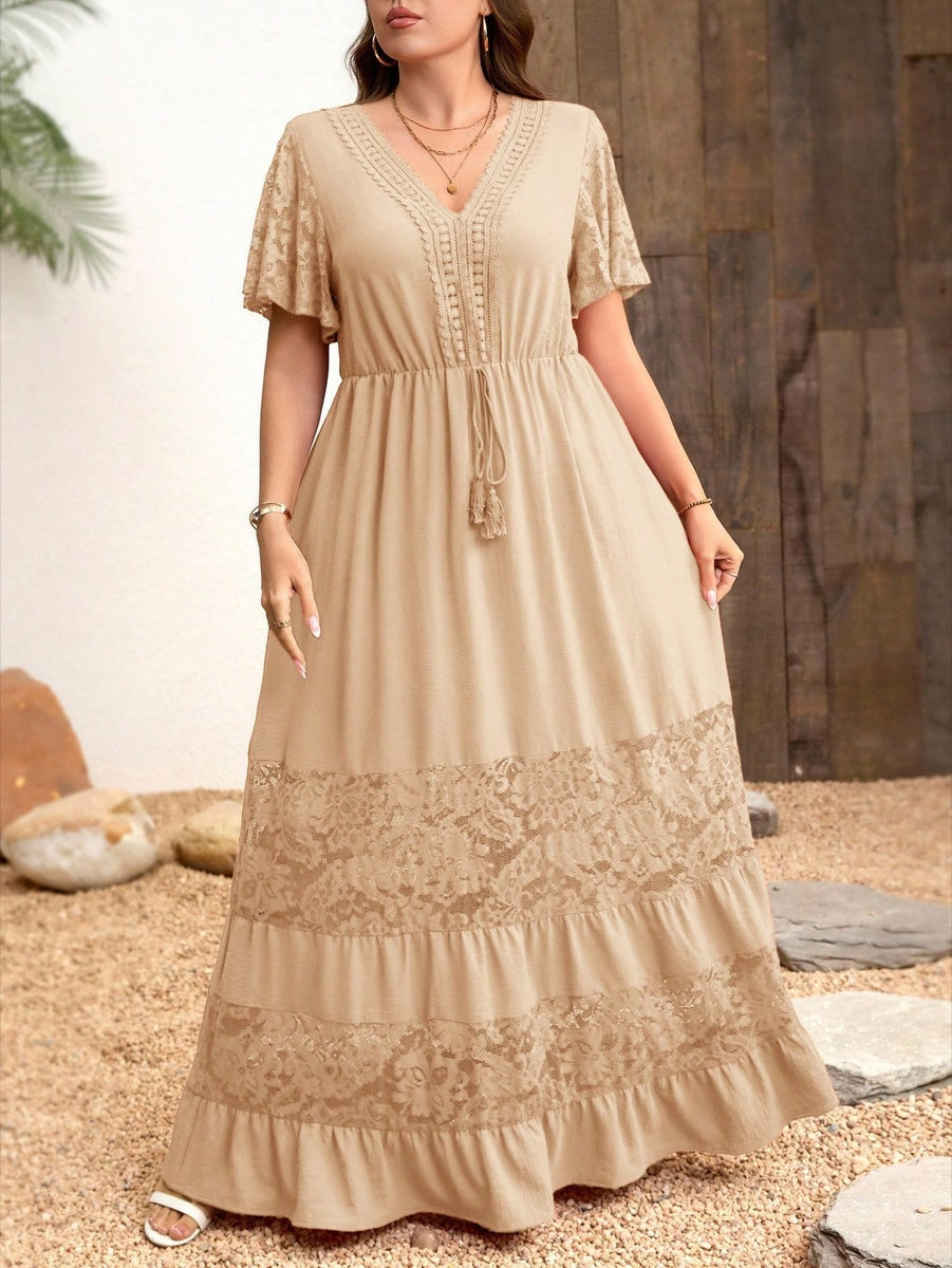 Vestido Estilo Boêmio com Recortes Damasco – LUME PLUSS