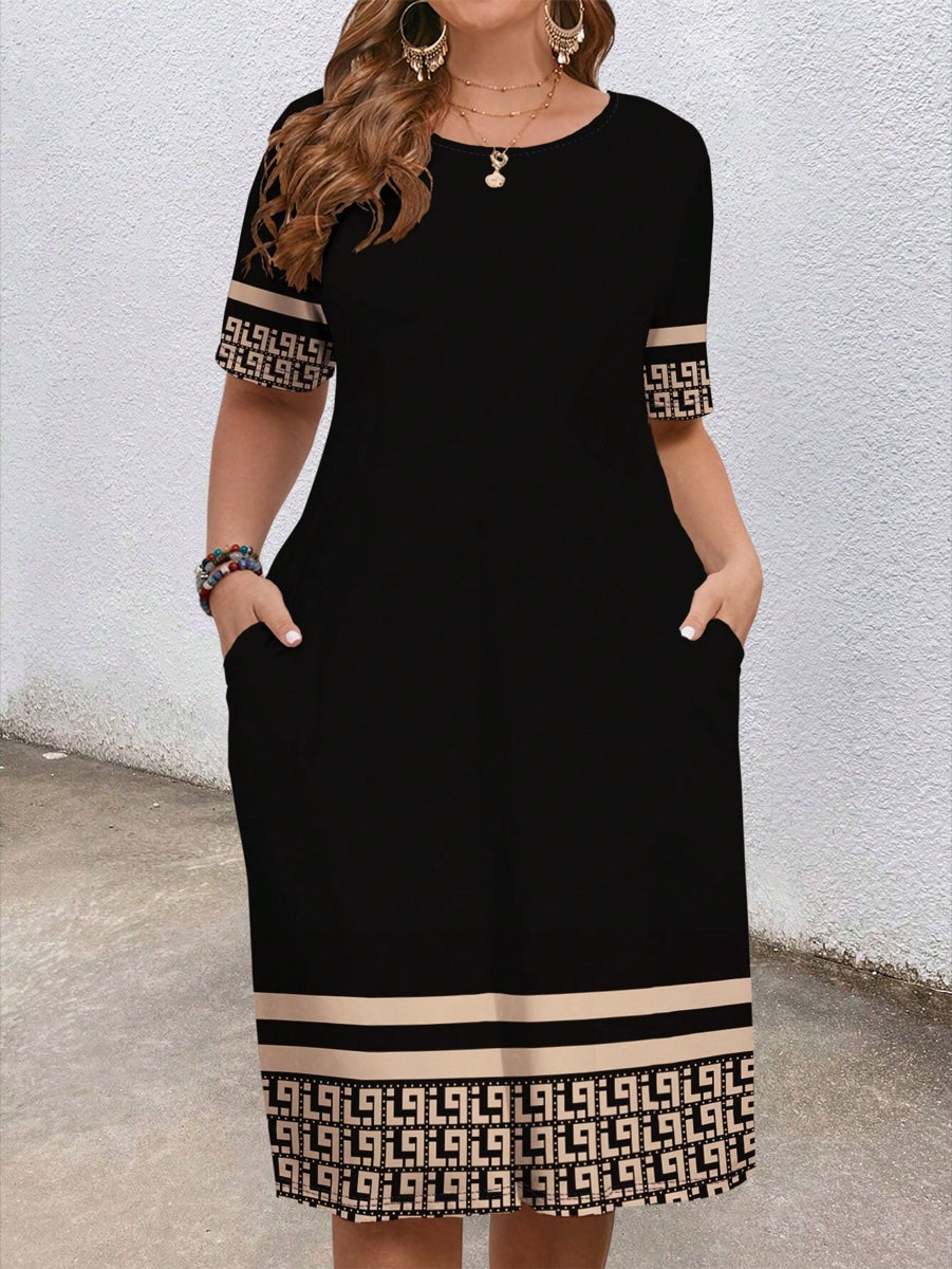 Vestido Sunprint Geométrico Preto – LUME PLUSS